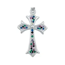 Dije Cruz Plata 925 Zirconias Multicolor para Hombre - Imagen 2