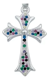 Dije Cruz Plata 925 Zirconias Multicolor para Hombre - Imagen 2