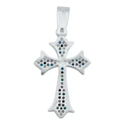 Dije Cruz Plata 925 Zirconias Multicolor para Hombre - Imagen 3