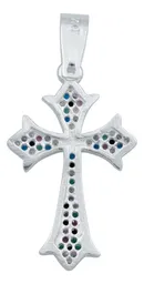 Dije Cruz Plata 925 Zirconias Multicolor para Hombre - Imagen 3