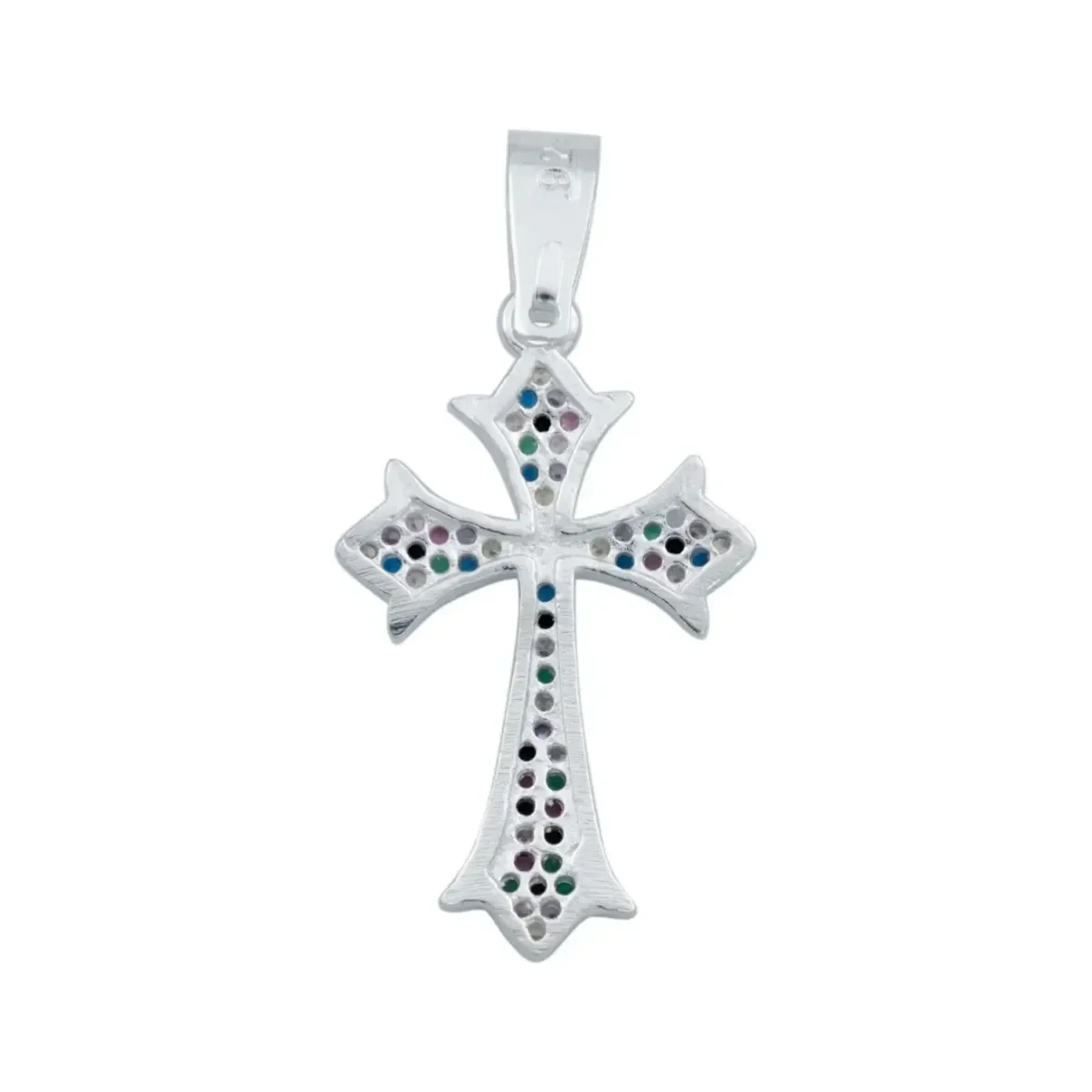 Dije Cruz Plata 925 Zirconias Multicolor para Hombre - Imagen 3