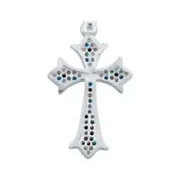 Dije Cruz Plata 925 Zirconias Multicolor para Hombre - Imagen 4