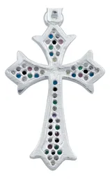 Dije Cruz Plata 925 Zirconias Multicolor para Hombre - Imagen 4