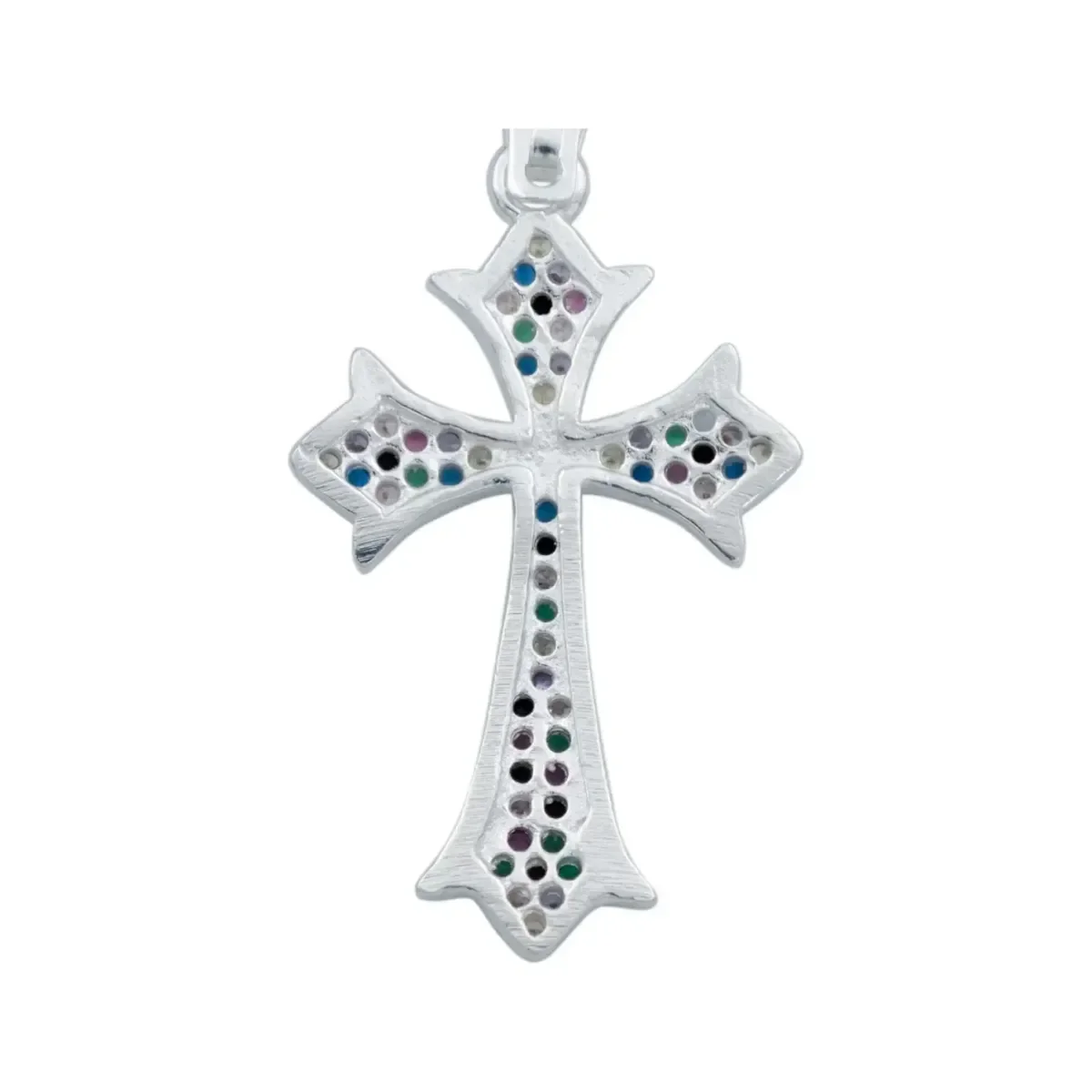 Dije Cruz Plata 925 Zirconias Multicolor para Hombre - Imagen 4