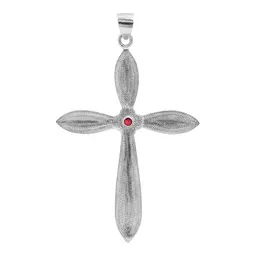Dije Cruz Plata Esterlina 925 Rodizada con Zirconia Roja para Hombre y Mujer - Imagen 2