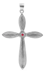 Dije Cruz Plata Esterlina 925 Rodizada con Zirconia Roja para Hombre y Mujer - Imagen 2