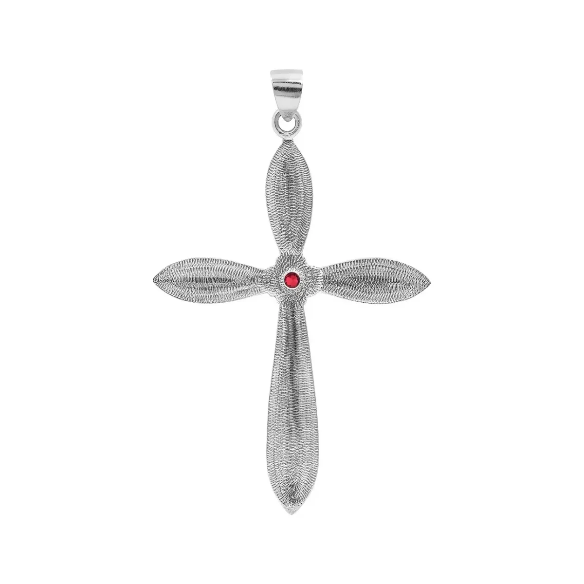 Dije Cruz Plata Esterlina 925 Rodizada con Zirconia Roja para Hombre y Mujer - Imagen 2