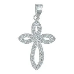 Dije Cruz Redonda Plata 925 con Zirconia Blanca para Hombre - Imagen 1