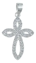 Dije Cruz Redonda Plata 925 con Zirconia Blanca para Hombre - Imagen 1