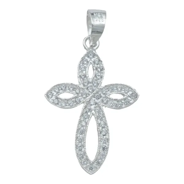 Dije Cruz Redonda Plata 925 con Zirconia Blanca para Hombre - Imagen 1