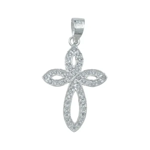 Dije Cruz Redonda Plata 925 con Zirconia Blanca para Hombre - Imagen 1