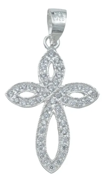 Dije Cruz Redonda Plata 925 con Zirconia Blanca para Hombre - Imagen 1