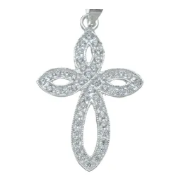 Dije Cruz Redonda Plata 925 con Zirconia Blanca para Hombre - Imagen 2