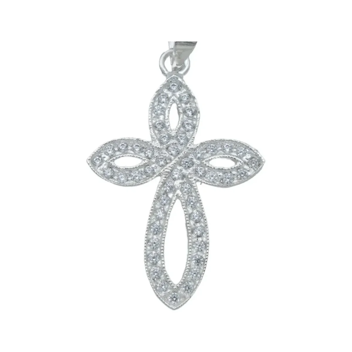 Dije Cruz Redonda Plata 925 con Zirconia Blanca para Hombre - Imagen 2
