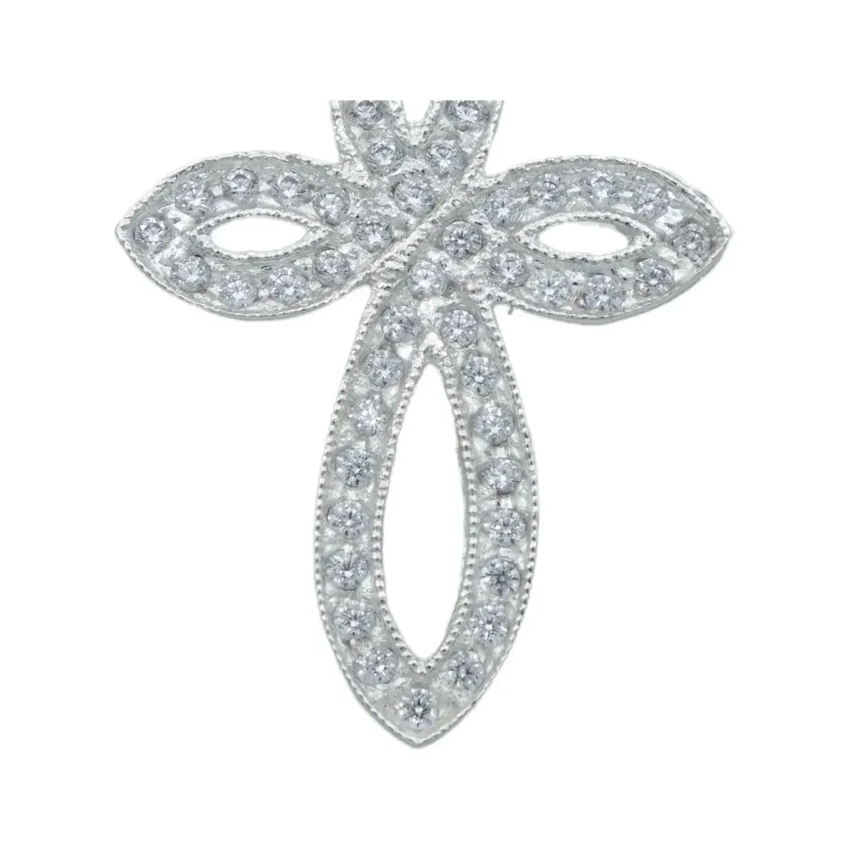 Dije Cruz Redonda Plata 925 con Zirconia Blanca para Hombre - Imagen 3