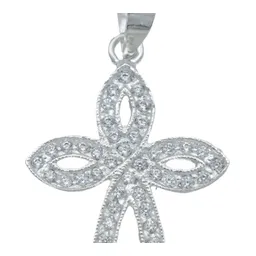 Dije Cruz Redonda Plata 925 con Zirconia Blanca para Hombre - Imagen 4