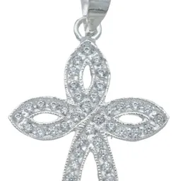 Dije Cruz Redonda Plata 925 con Zirconia Blanca para Hombre - Imagen 4