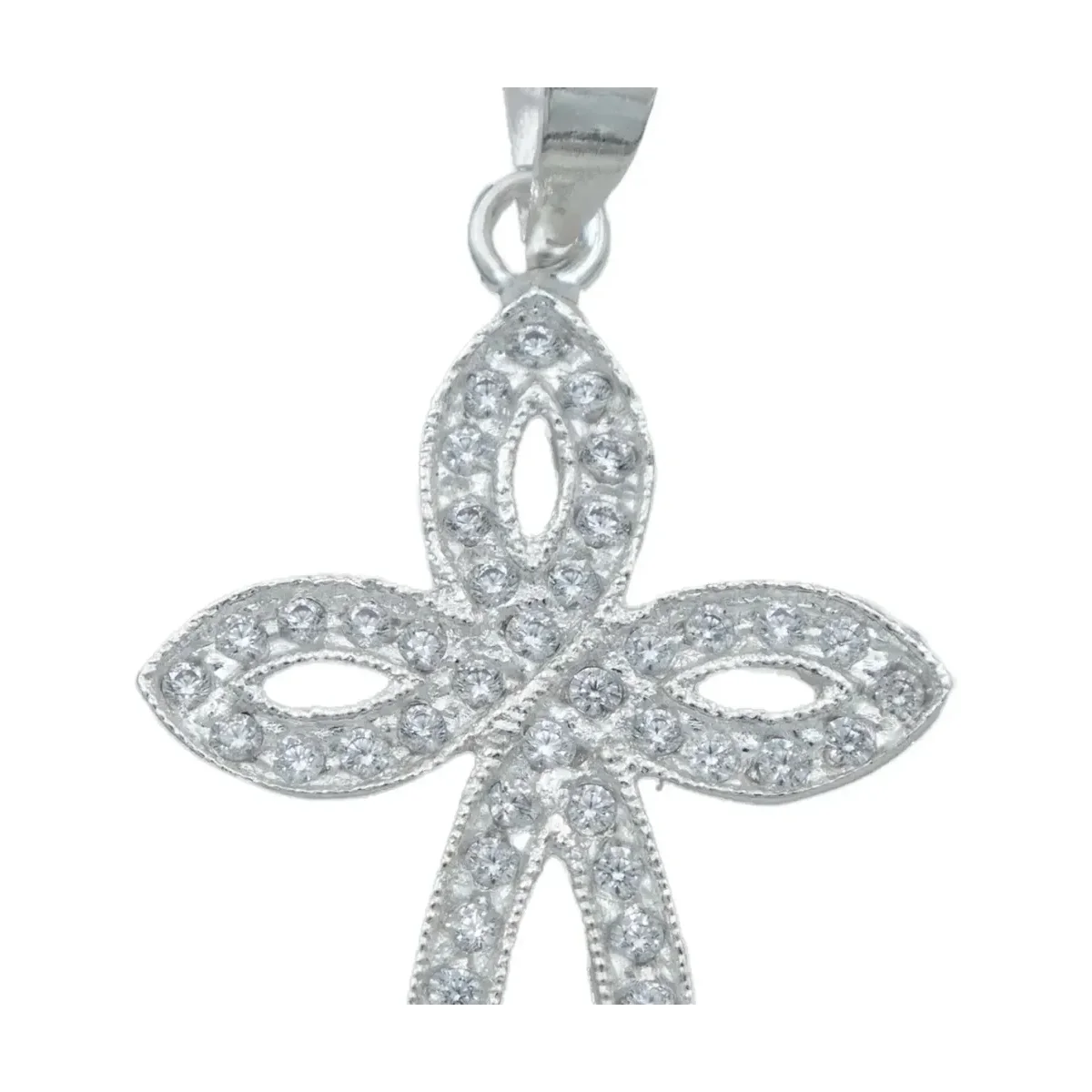 Dije Cruz Redonda Plata 925 con Zirconia Blanca para Hombre - Imagen 4