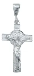 Dije Cruz San Benito Plata 925 Artesanal Religioso Unisex - Imagen 1