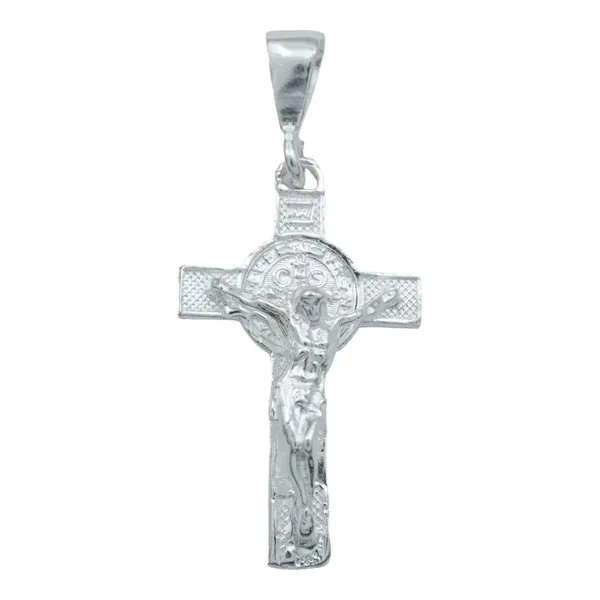 Dije Cruz San Benito Plata 925 Artesanal Religioso Unisex - Imagen 1