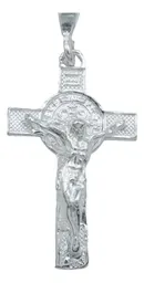 Dije Cruz San Benito Plata 925 Artesanal Religioso Unisex - Imagen 2