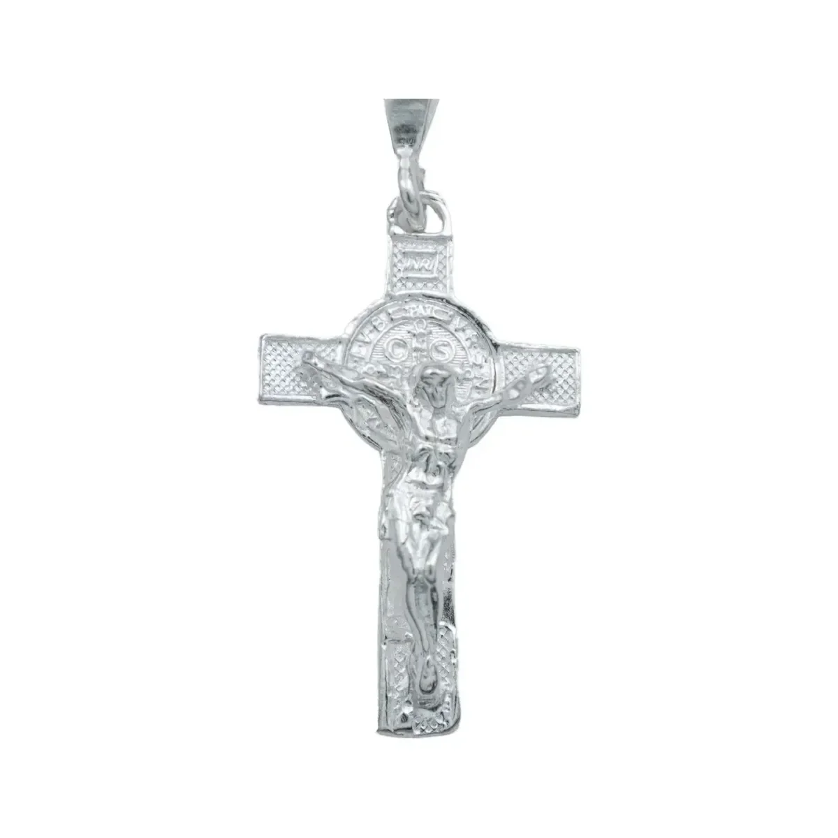 Dije Cruz San Benito Plata 925 Artesanal Religioso Unisex - Imagen 2