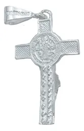 Dije Cruz San Benito Plata 925 Artesanal Religioso Unisex - Imagen 3