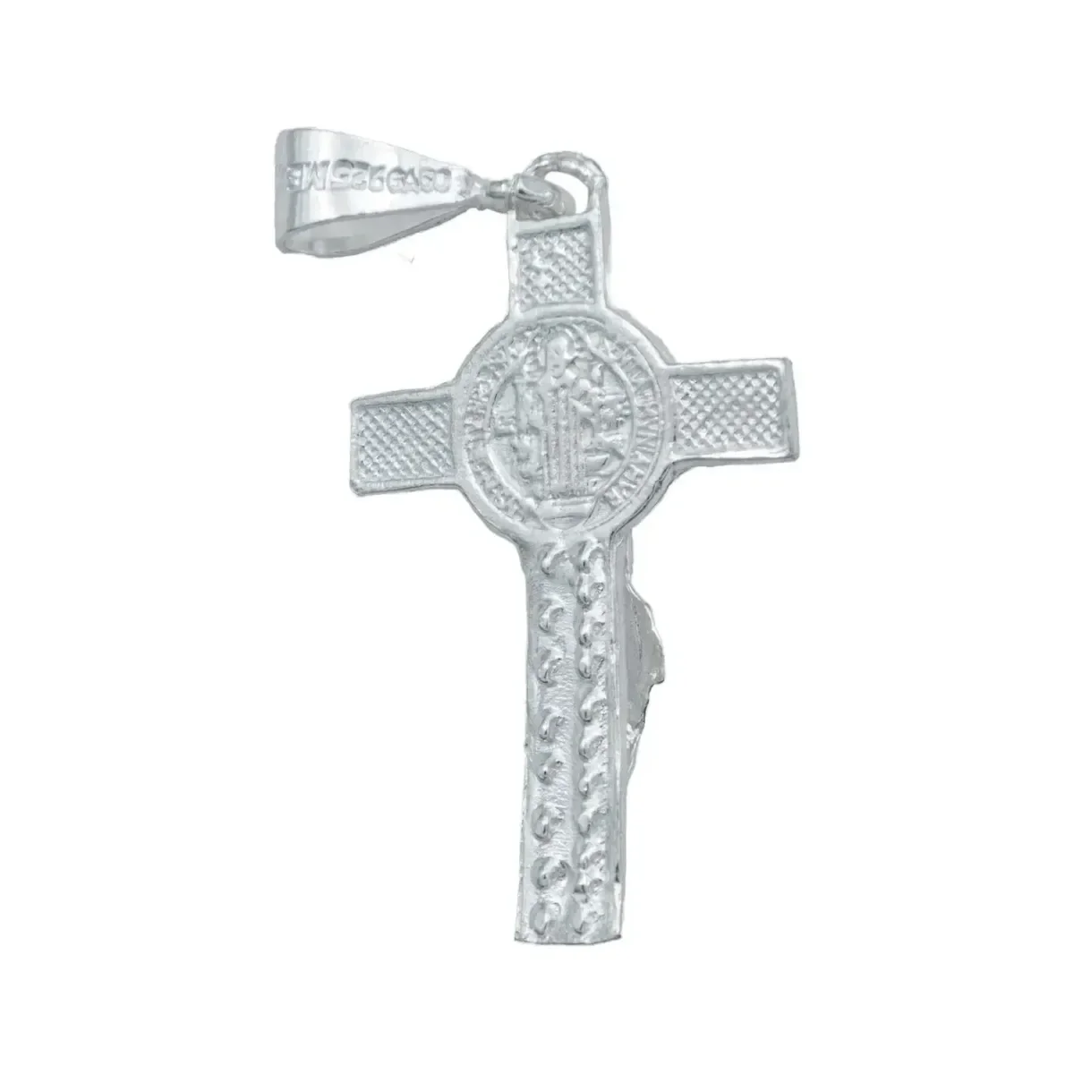Dije Cruz San Benito Plata 925 Artesanal Religioso Unisex - Imagen 3
