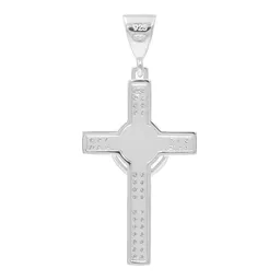 Dije Cruz San Benito Cristo Plata 925 con Zirconias Unisex - Imagen 2