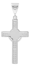 Dije Cruz San Benito Cristo Plata 925 con Zirconias Unisex - Imagen 2