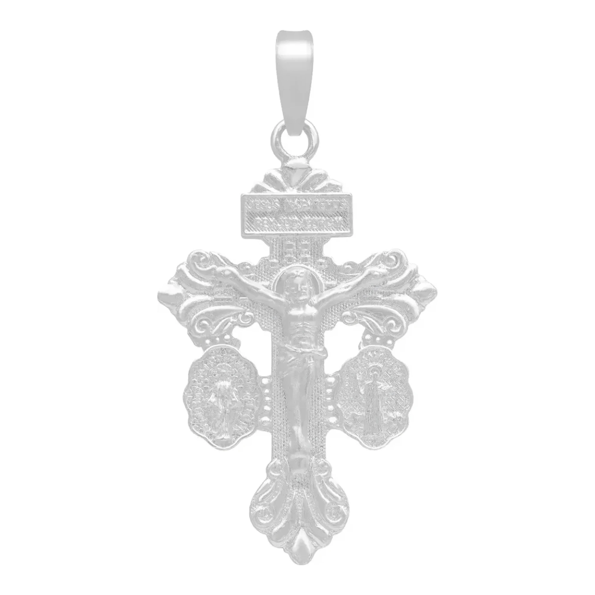 Dije cruz de San Benito plata 925 nacional doble vista acabado liso brillante amuleto espiritual colgante religioso 40 mm