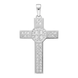 Dije Cruz San Benito Plata 925 con Zirconia Transparente - Imagen 2