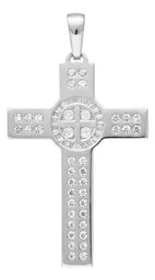 Dije Cruz San Benito Plata 925 con Zirconia Transparente - Imagen 2