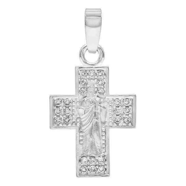 Dije Cruz San Judas Plata .925 con Zirconia - Imagen 1