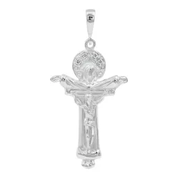 Dije Cruz Santísima Trinidad Plata 925 Doble Halo con Zirconia - Imagen 1