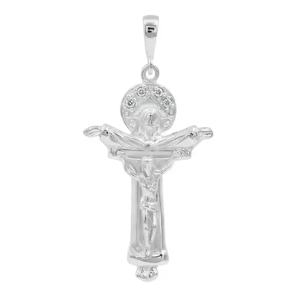 Dije Cruz Santísima Trinidad Plata 925 Doble Halo con Zirconia - Imagen 1