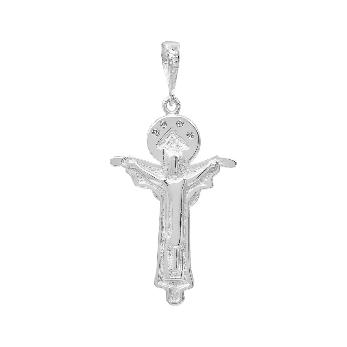 Dije Cruz Santísima Trinidad Plata 925 Doble Halo con Zirconia - Imagen 2