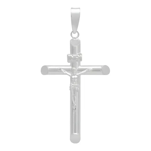 Dije Cruz Tubo Liso Plata .925 para Caballero - Imagen 1