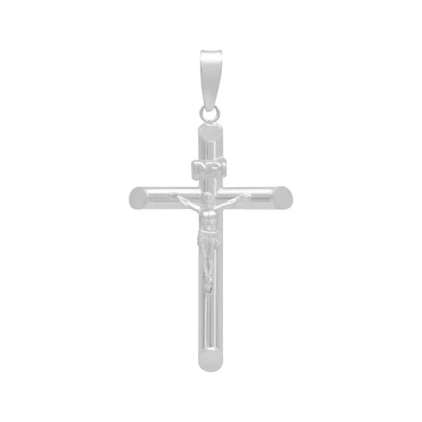 Dije Cruz Tubo Liso Plata .925 para Caballero - Imagen 1