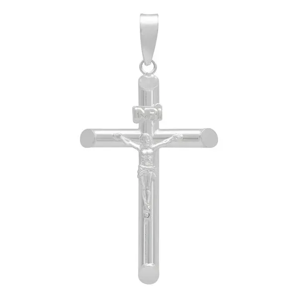 Dije Cruz Tubo Liso Plata .925 para Caballero - Imagen 1