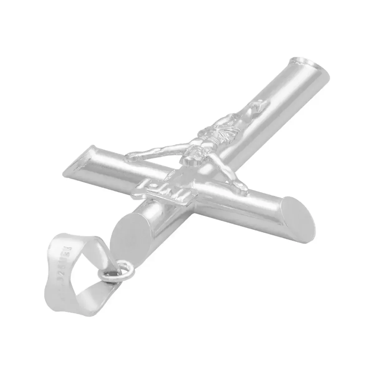 Dije Cruz Tubo Liso Plata .925 para Caballero - Imagen 4