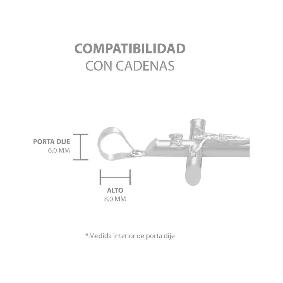 Dije Cruz Tubo Liso Plata .925 para Caballero - Imagen 5