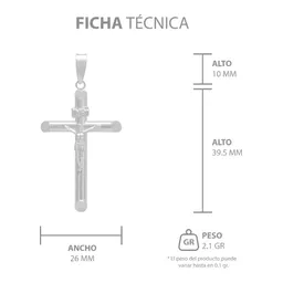 Dije Cruz Tubo Liso Plata .925 para Caballero - Imagen 6