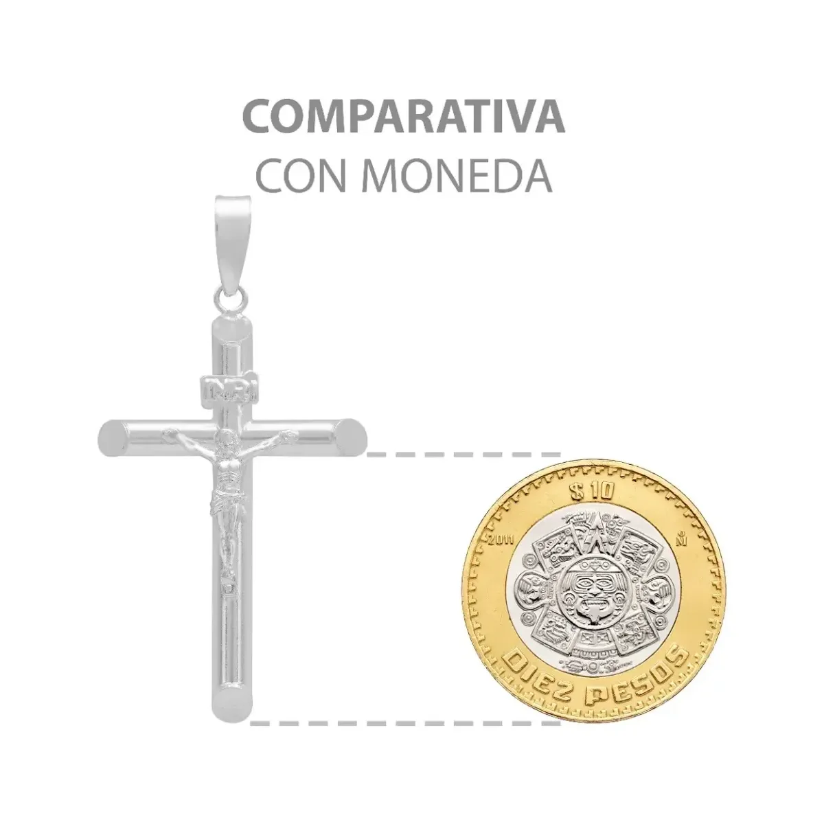 Dije Cruz Tubo Liso Plata .925 para Caballero - Imagen 7