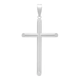 Dije Cruz Tubo Liso 6cm Plata .925 - Imagen 1
