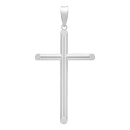 Dije Cruz Tubo Liso 6cm Plata .925 - Imagen 1