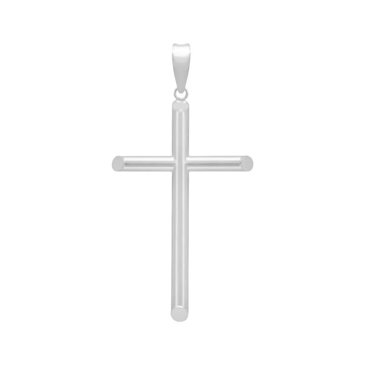 Dije Cruz Tubo Liso 6cm Plata .925 - Imagen 1