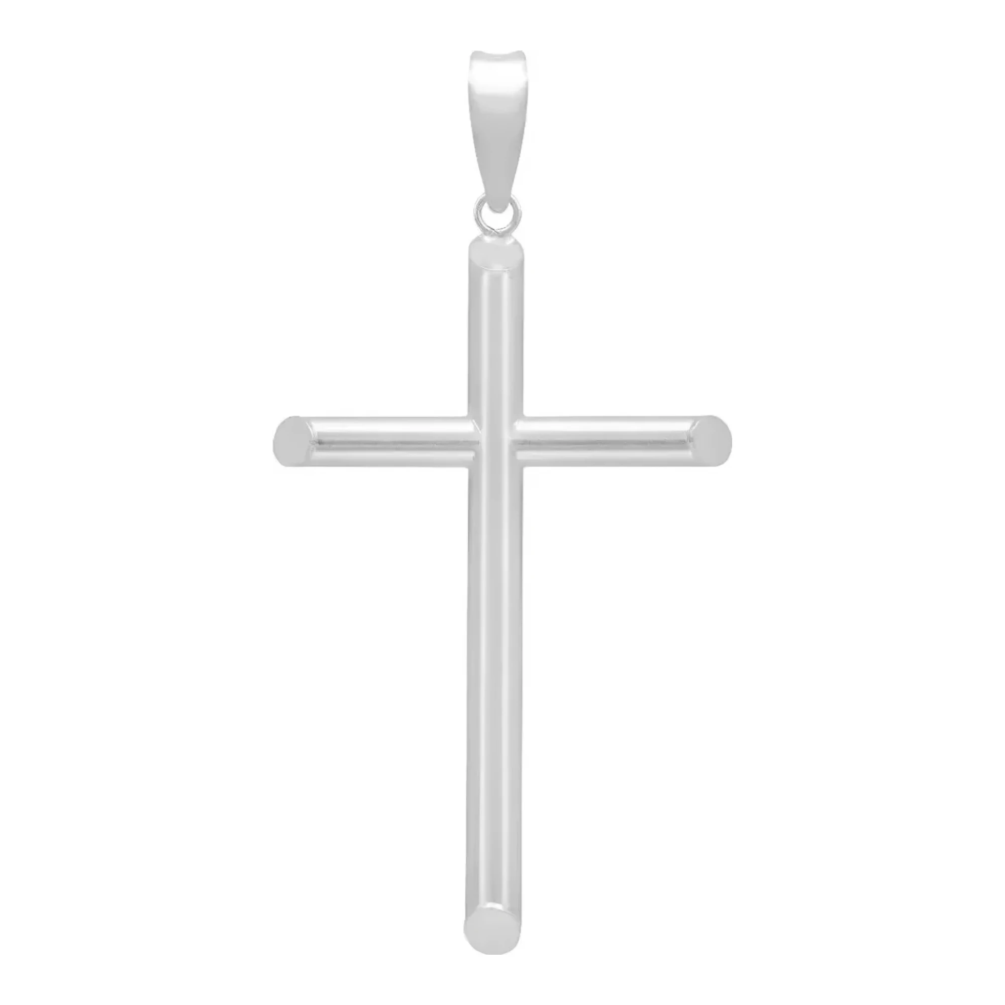 Dije Cruz Tubo Liso 6cm Plata .925 - Imagen 1