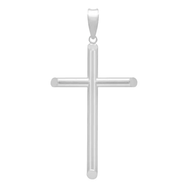 Dije Cruz Tubo Liso 6cm Plata .925 - Imagen 1