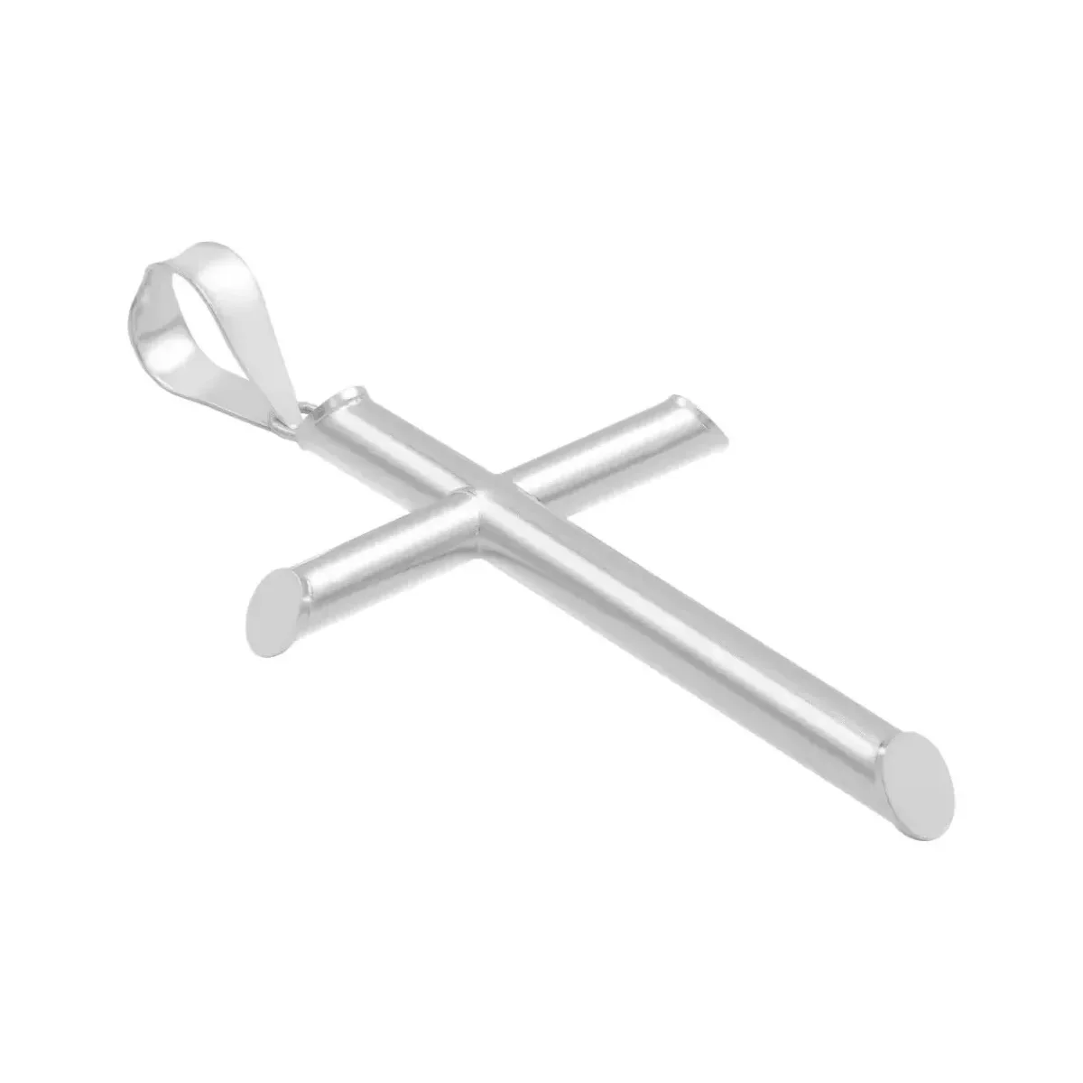 Dije Cruz Tubo Liso 6cm Plata .925 - Imagen 3